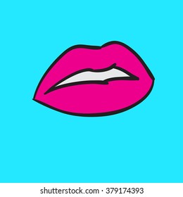 Pop art lips. Vector Illustration
