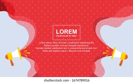 Pop-Art-flüssiger Hintergrund mit rotem Leerzeichen und Lautsprecher