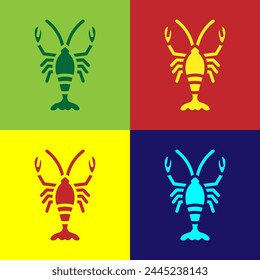 Pop art Lobster icon isolated on color background.  Vector