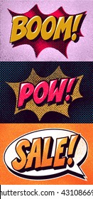 Pop art  logos. Comics style. vector isolated
