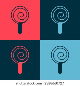 Pop art Lollipop icon isolated on color background. Candy sign. Food, delicious symbol.  Vector
