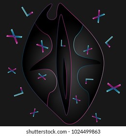 Pop art love neon and shadow vector illustration
