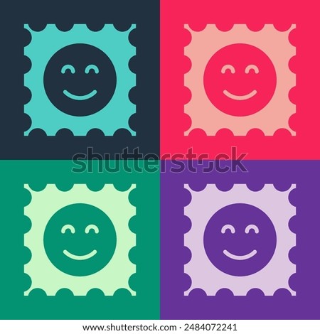 Pop art LSD acid mark icon isolated on color background. Acid narcotic. Postmark. Postage stamp. Health danger.  Vector