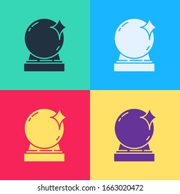 Pop art Magic ball icon isolated on color background. Crystal ball.  Vector Illustration