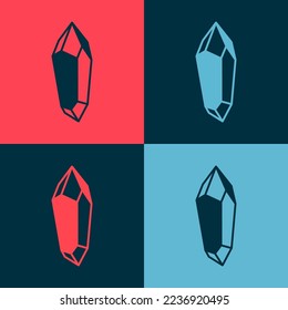 Pop art Icono de la piedra mágica aislado en el fondo del color. Cristal de fantasía. Gema de joyas para el juego.  Vector