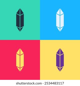 Pop art Magic stone icon isolated on color background. Fantasy crystal. Jewelry gem for game.  Vector Illustration