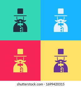 Pop art Magician icon isolated on color background.  Vector Illustration