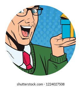 pop art man face