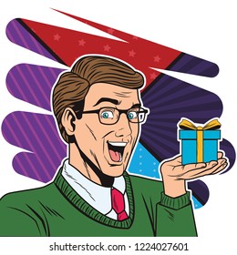 pop art man face