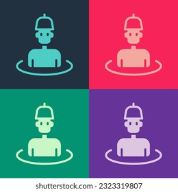 Pop art Man in the sauna icon isolated on color background.  Vector