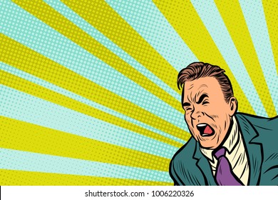 Pop art man shouting. Pop art retro vector illustration