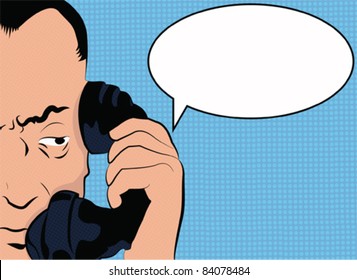 Pop Art Man Talking On The Phone