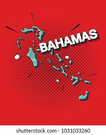 Pop art map of Bahamas