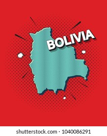 Pop art map of Bolivia