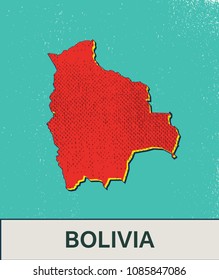 Pop art map of Bolivia