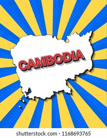 Pop art map of Cambodia