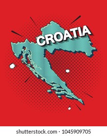 Pop art map of croatia