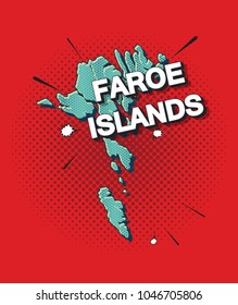 Pop art map of faroeIs lands