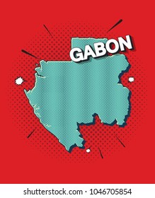 Pop art map of gabon