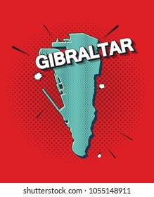 Pop art map of gibraltar