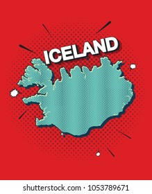 Pop art map of iceland