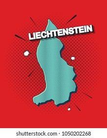 Pop art map of liechtenstein
