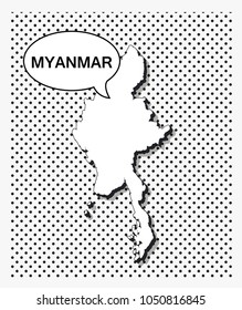 Pop art map of myanmar