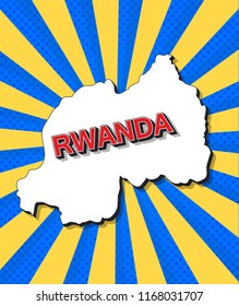 Pop art map of rwanda