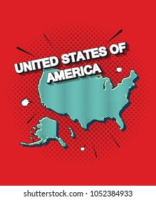 Pop art map of united states of america