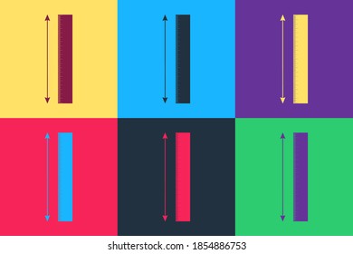 Pop art The measuring height and length icon isolated on color background. Ruler, straightedge, scale symbol. Vector.