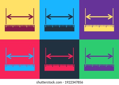Pop art The measuring height and length icon isolated on color background. Ruler, straightedge, scale symbol. Vector.