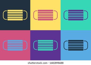 Pop art Medical protective mask icon isolated on color background.  Vector Illustration