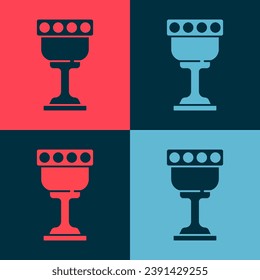 Pop art Medieval goblet icon isolated on color background. Holy grail.  Vector