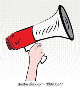 Pop art megaphone design. loudspeaker vector illustration.