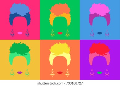 Pop art Mexican or Spanish woman background Colored Vector Illustration Pop Art Style