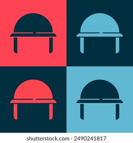 Pop art Military helmet icon isolated on color background. Army hat symbol of defense and protect. Protective hat.  Vector