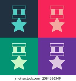 Pop art Military reward medal icon isolated on color background. Army sign.  Vector