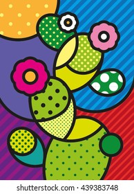 Pop Art Modern Vector Illustration Cactus for your design