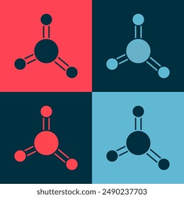 Pop art Molecule icon isolated on color background. Structure of molecules in chemistry, science teachers innovative educational poster.  Vector