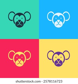 Pop art Monkey icon isolated on color background. Animal symbol.  Vector