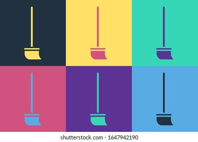 Pop art Mop icon isolated on color background. Cleaning service concept.  Vector Illustration