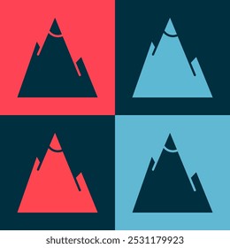 Pop-Art-Mountains-Symbol einzeln auf farbigem Hintergrund. Symbol für Sieg oder Erfolgskonzept.  Vektorgrafik