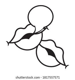 Pop art mouths with speech bubble line style icon vector illustration design