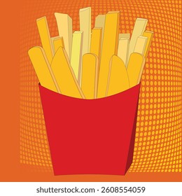 Pop Art multicolored background with fried potatoes
 ; vector illustration; fully expanded; 