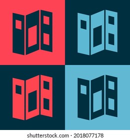 Pop art Museum guide brochure icon isolated on color background. Exhibition guidebook. Flyer, booklet, leaflet print.  Vector