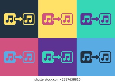 Pop art Music note, tone icon isolated on color background.  Vector