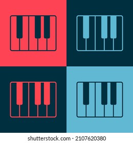 Pop art Music synthesizer icon isolated on color background. Electronic piano.  Vector
