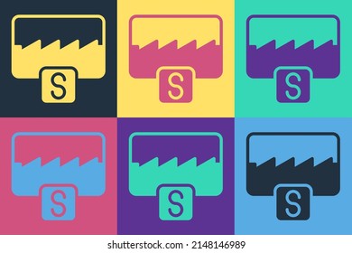 Pop art Music wave equalizer icon isolated on color background. Sound wave. Audio digital equalizer technology, console panel, pulse musical.  Vector