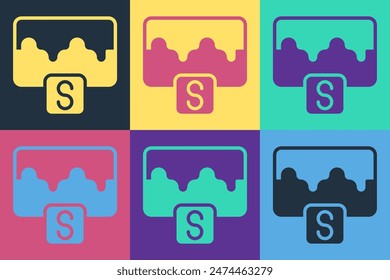 Pop art Music wave equalizer icon isolated on color background. Sound wave. Audio digital equalizer technology, console panel, pulse musical.  Vector