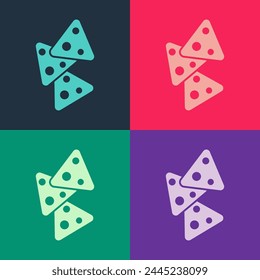Pop art Nachos icon isolated on color background. Tortilla chips or nachos tortillas. Traditional mexican fast food.  Vector